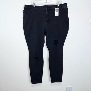 Lane Bryant Jeans Women Size 20 Skinny Black Distressed Flex Magic Waist Band